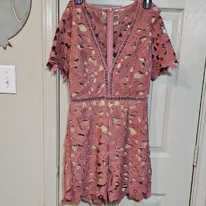 Pink Flutter Sleeve Mini Sundress for Wedding Guests